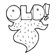 black and white cartoon old sign