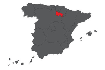 La Rioja red map on gray Spain map vector