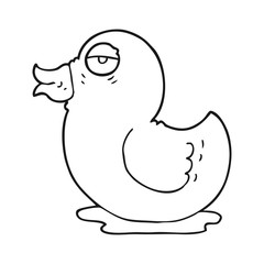 black and white cartoon rubber duck