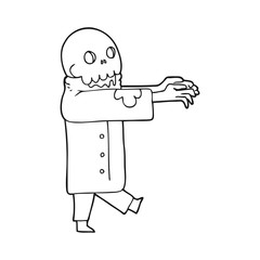 black and white cartoon zombie
