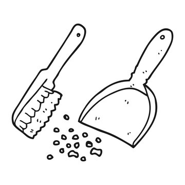 black and white brush and dustpan clip art preview