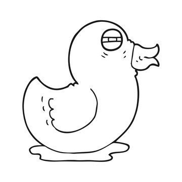 black and white cartoon rubber duck