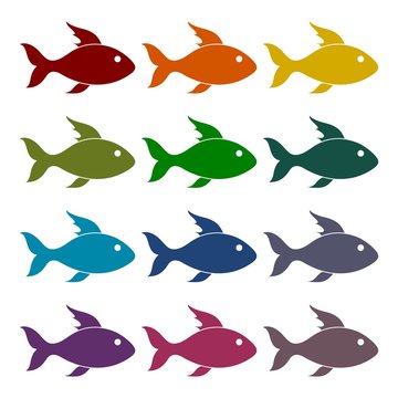Fish icons set 