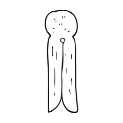 black and white cartoon old style wooden peg