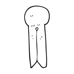 black and white cartoon old style wooden peg