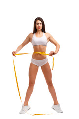 Sporty woman on white background