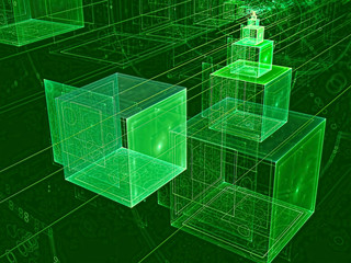 Abstract technology background cubes digitally generated image