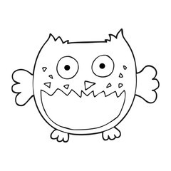 black and white cartoon owl