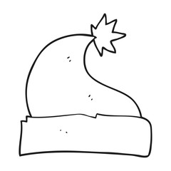 black and white cartoon christmas hat