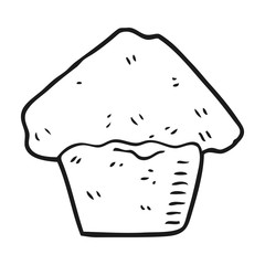 black and white cartoon strawberry muffin