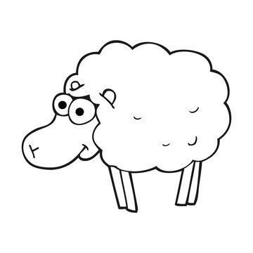 funny black and white cartoon sheep Stock Vector | Adobe Stock