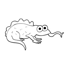 black and white cartoon lizard