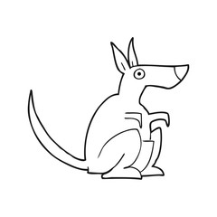 black and white cartoon kangaroo