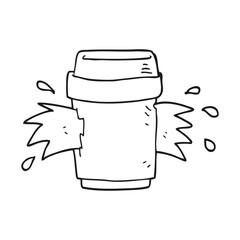 black and white cartoon exploding coffee cup