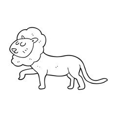 black and white cartoon lion