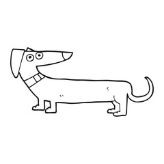 black and white cartoon sausage dog