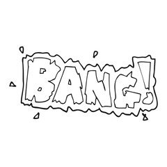 black and white cartoon bang symbol