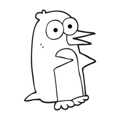 black and white cartoon penguin