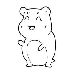 black and white cartoon cute hamster