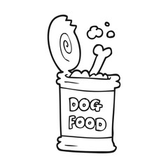 black and white cartoon dog food