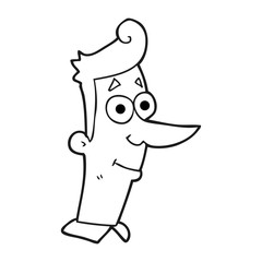 black and white cartoon smiling man