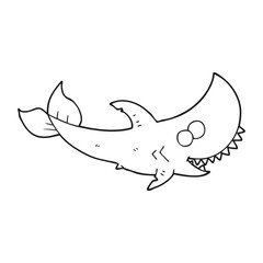 black and white cartoon shark