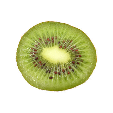 Top view of a kiwi on a white background