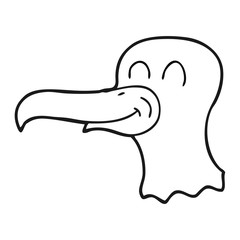 black and white cartoon seagull