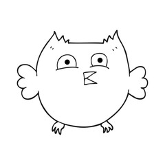 black and white cartoon happy owl