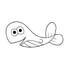 black and white cartoon whale