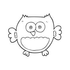 black and white cartoon owl