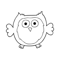 black and white cartoon owl