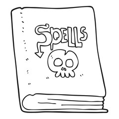 black and white cartoon spell book