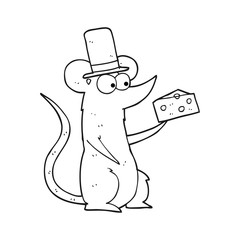 black and white cartoon mouse with cheese