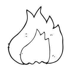 black and white cartoon flame