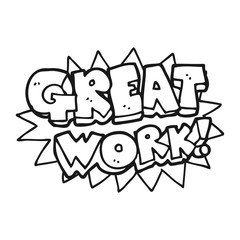 black and white cartoon great work symbol