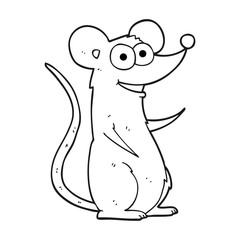 black and white cartoon happy mouse