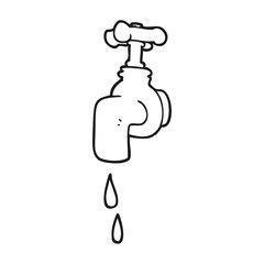 black and white cartoon dripping faucet