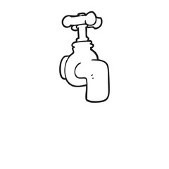 black and white cartoon running faucet