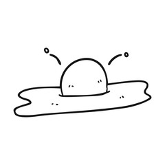 black and white cartoon fried egg