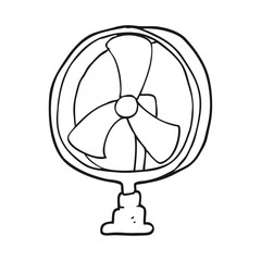 black and white cartoon desk fan