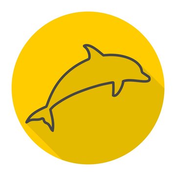 Dolphin Silhouettes icon with long shadow