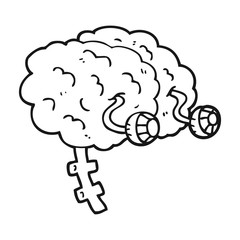 black and white cartoon brain