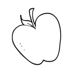 black and white cartoon apple