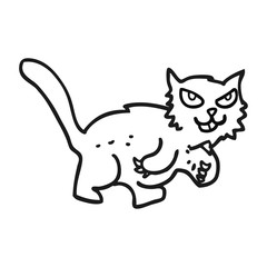 black and white cartoon cat