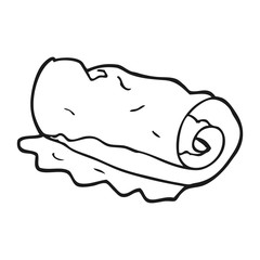 black and white cartoon rolled towel