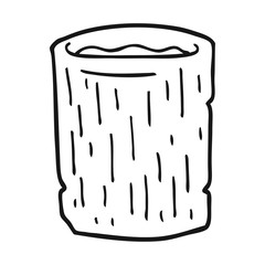 black and white cartoon wooden cup with water