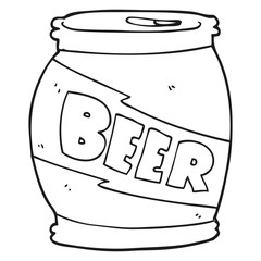 black and white cartoon beer can