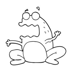 black and white cartoon burping frog