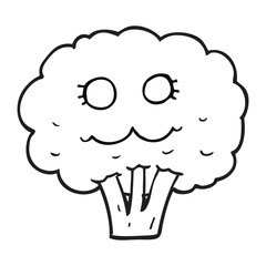 black and white cartoon broccoli
